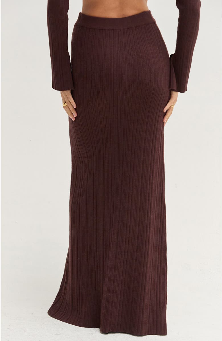 CRESCENT Ribbed Knit Maxi Skirt, Alternate, color, Espresso