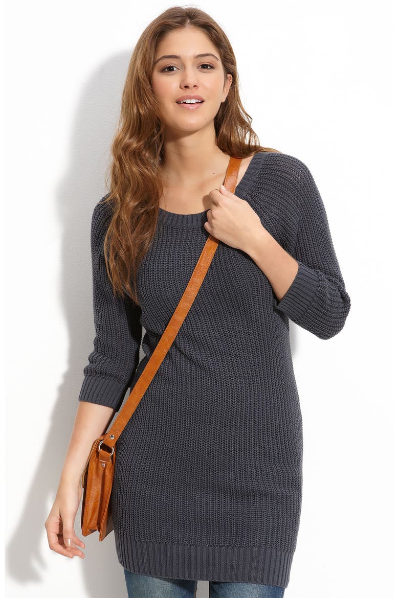 Rubbish Chunky Knit Sweater Dress, Main, color, GREY- EBONY