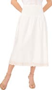 CeCe Smocked Waist Embroidered Midi Skirt