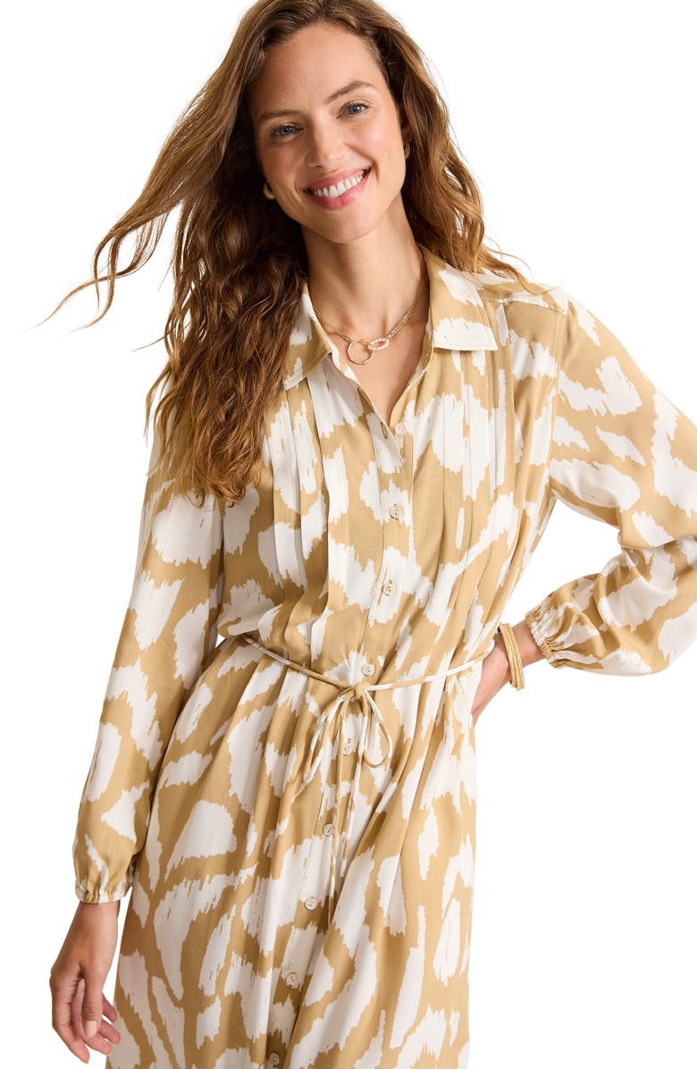 Tommy Bahama Inlet Ikat Long Sleeve Midi Shirtdress, Alternate, color, Golden Honey