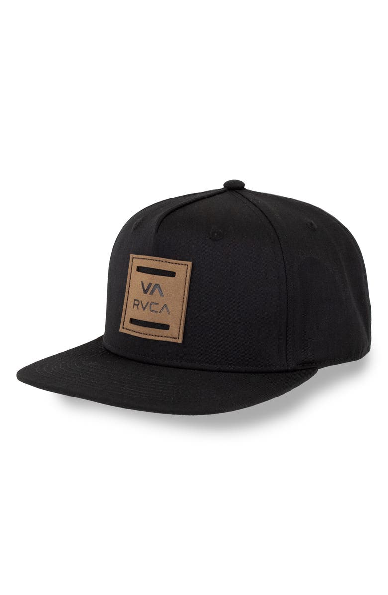 RVCA Standard Logo Patch Snapback Cap, Alternate, color, Black