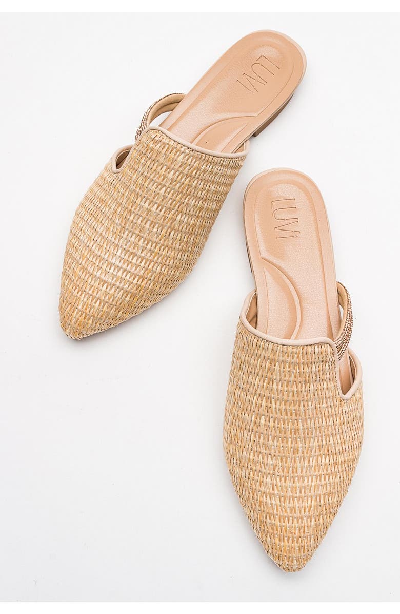Prologue Shoes Pesa Woven Slippers, Alternate, color, Beige Faux Leather