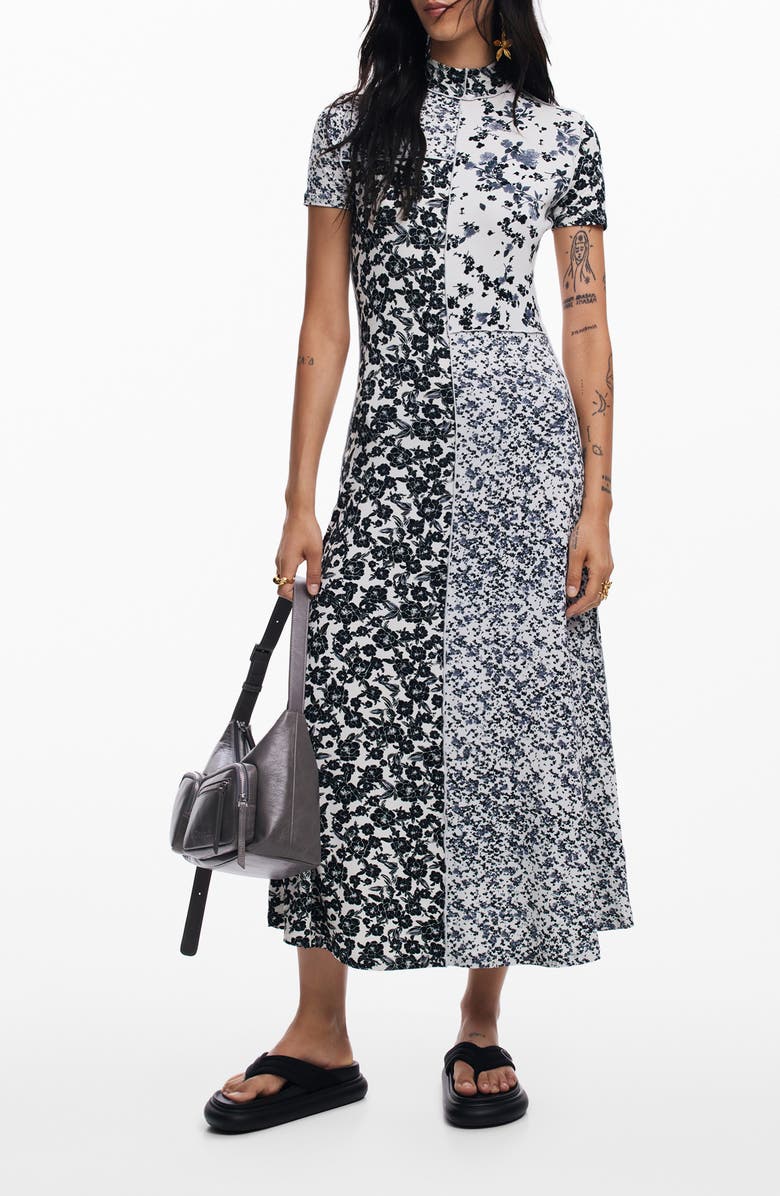 Desigual Patchsi Floral Print A-Line Dress, Main, color, 