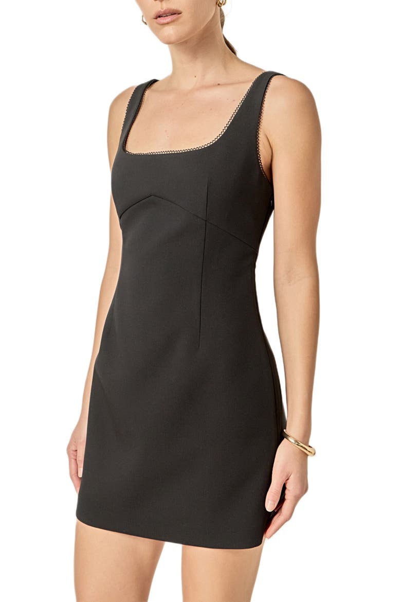 Lace Trim Sleeveless Minidress, Alternate, color, BLACK
