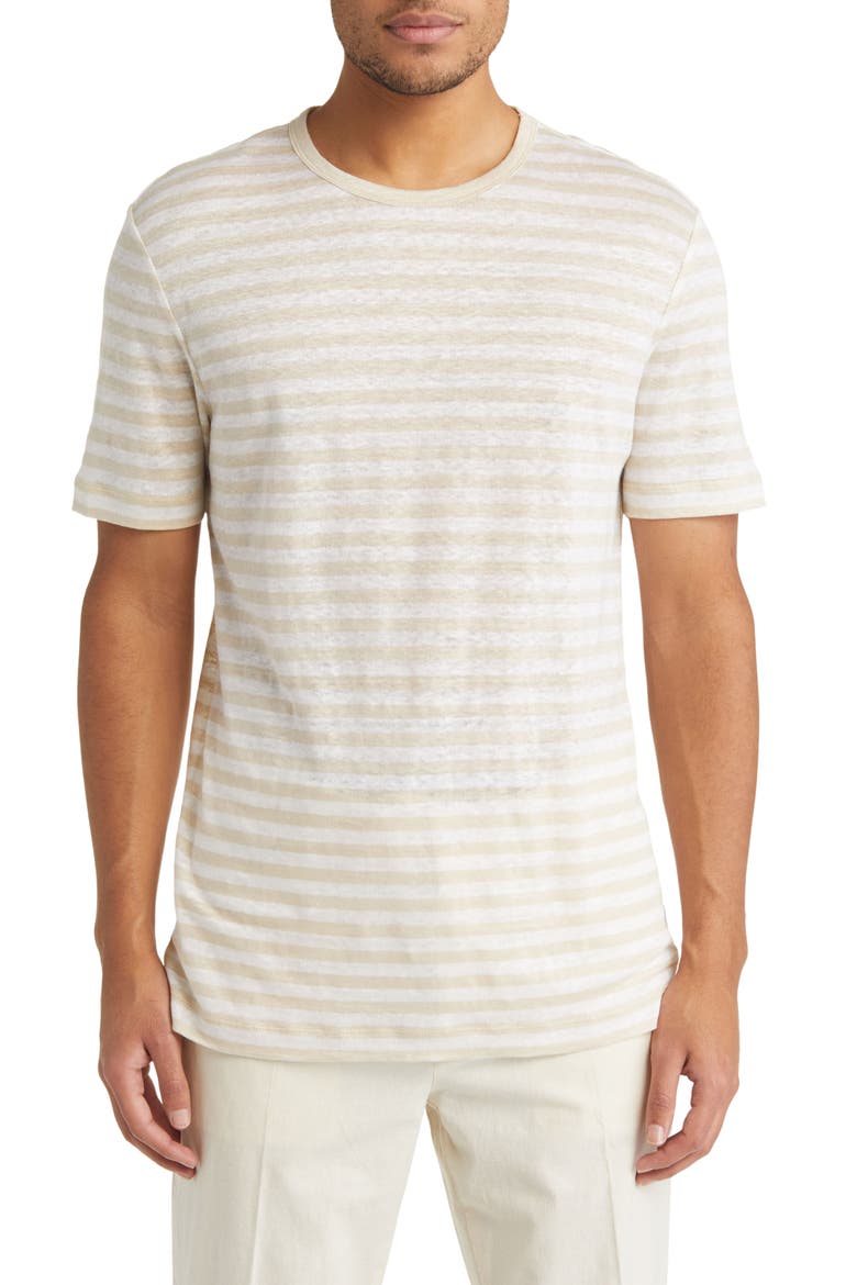 Tiburt Stripe Linen T-Shirt, Main, color, OPEN WHITE