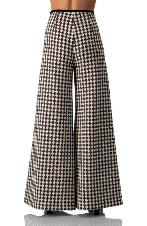 Ivonne Wide-leg Knit Pants With Geometric Pattern In Black