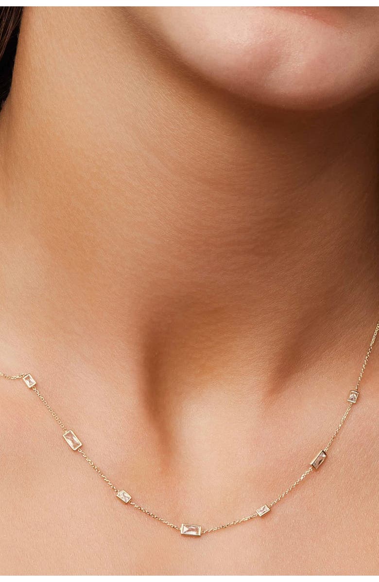 Oradina 14K Gold Fresco Station Necklace, Alternate, color, White Zirconia And Topaz