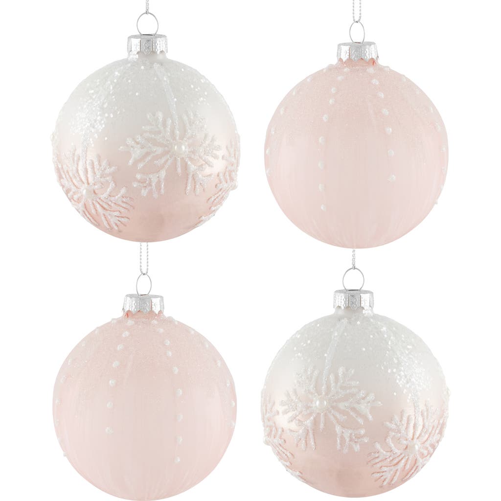 Northlight Snowflakes Glass Ball Christmas Ornaments In Pink