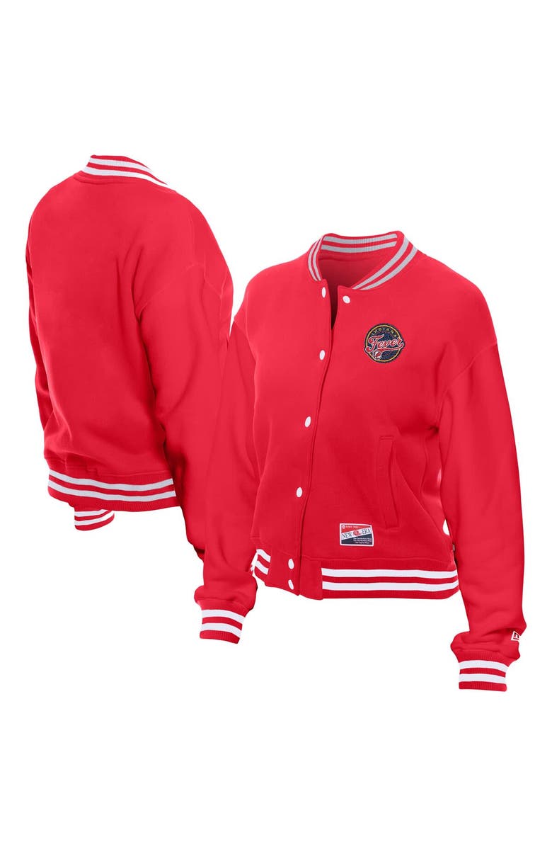 New Era Women's New Era Red Indiana Fever Throwback Varsity Fleece Full-Snap Jacket, Main, color, Red