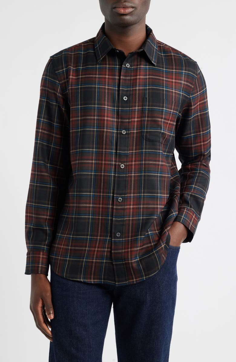 Pendleton Plaid Merino Wool Button-Up Lodge Shirt, Main, color, 