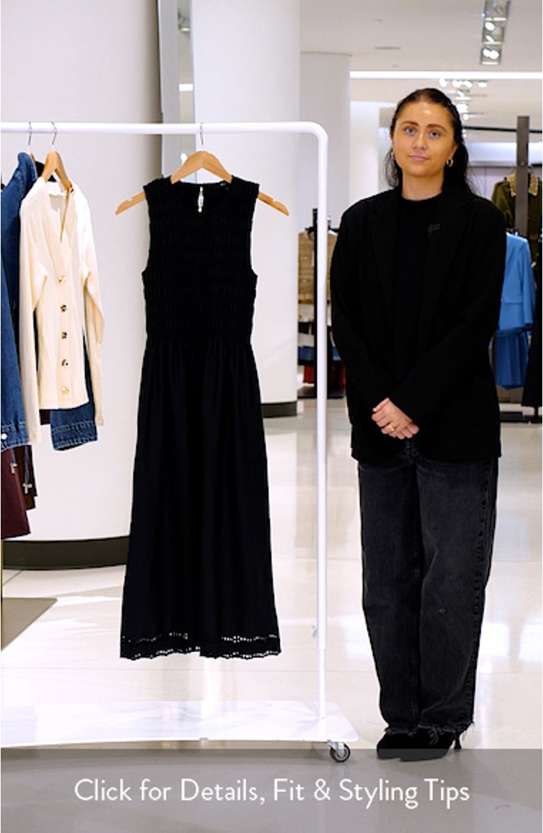 The Embroidered Melody Smocked Midi Dress, sales video thumbnail