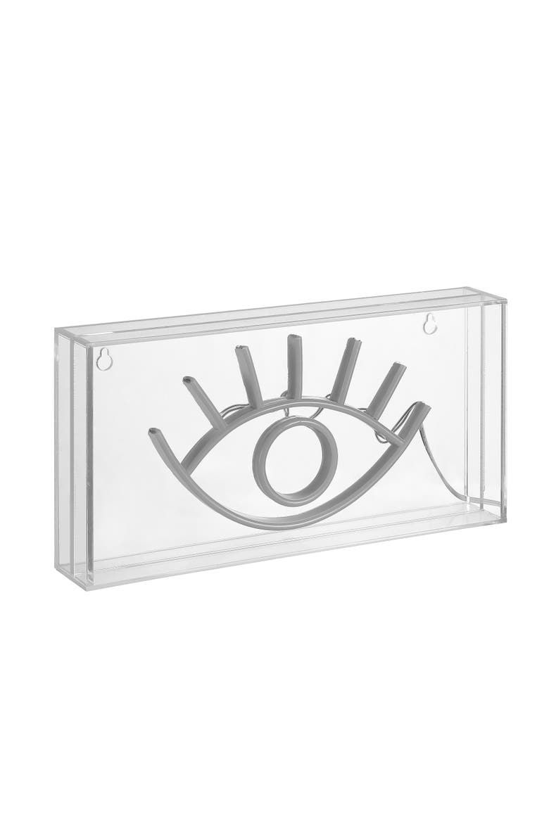 Eye Contemporary Glam Acrylic Box USB Operated LED Neon Light, Alternate, color, White