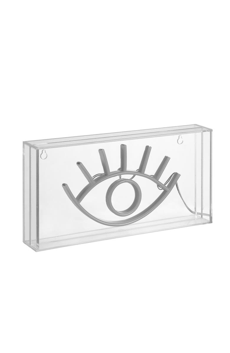 JONATHAN Y Eye Contemporary Glam Acrylic Box USB Operated LED Neon Light, Alternate, color, White