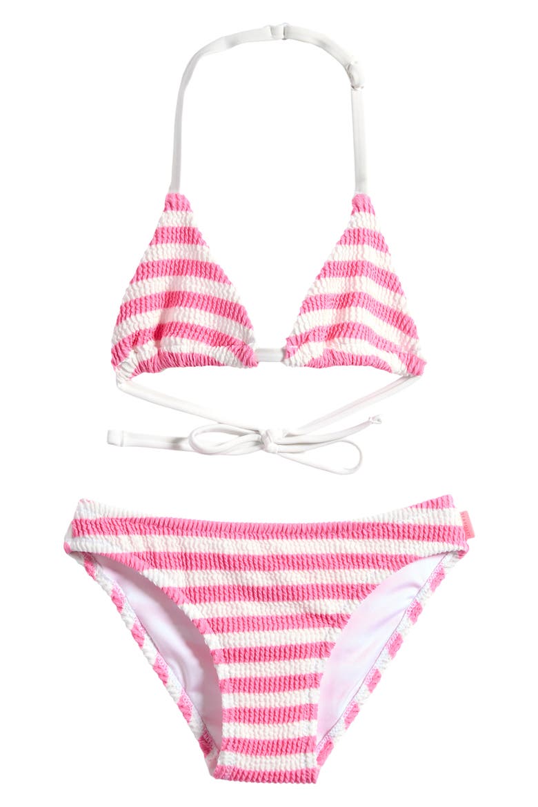 Kids' Textured Two-Piece Swimsuit, Main, color, CANDY PINK
