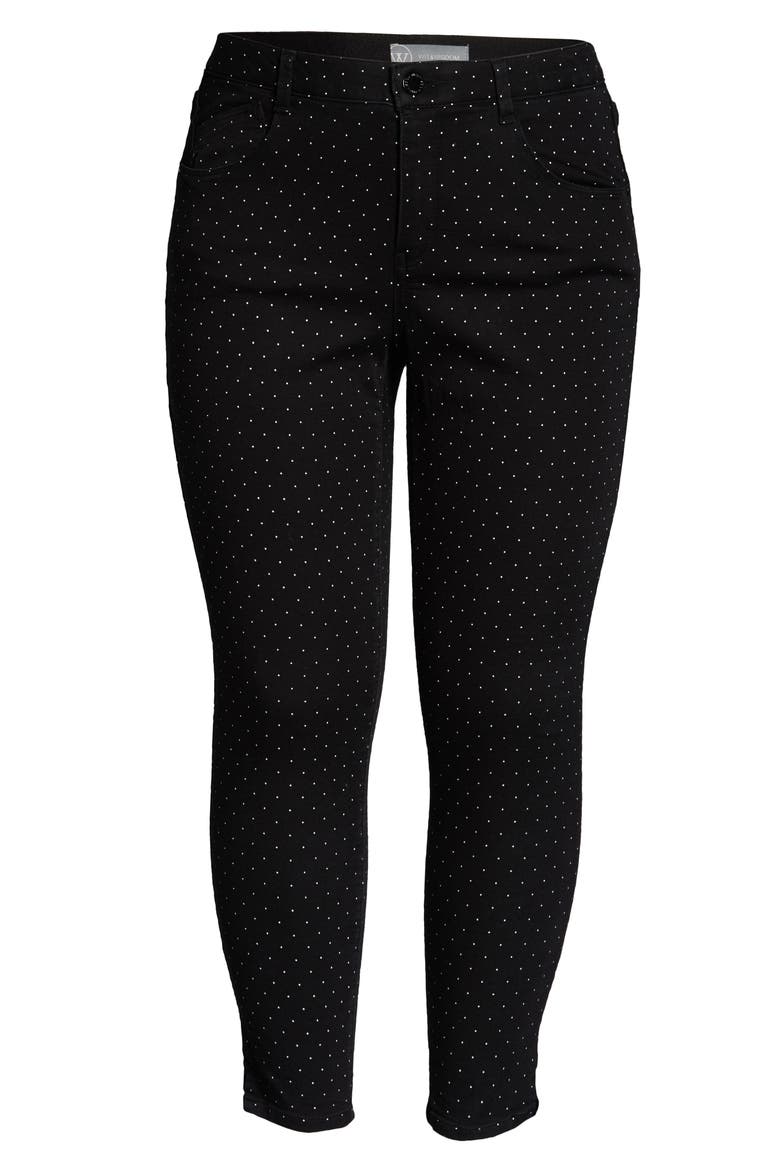 Ab-Solution Micro Dot Ankle Jeans (Nordstrom Exclusive), Alternate, color, BLACK