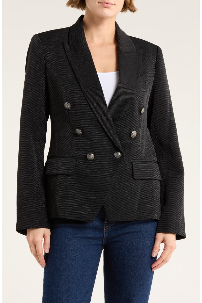Kenzie Double Breasted Blazer, Main, color, BLACK/ BRUSHED GUNMETAL