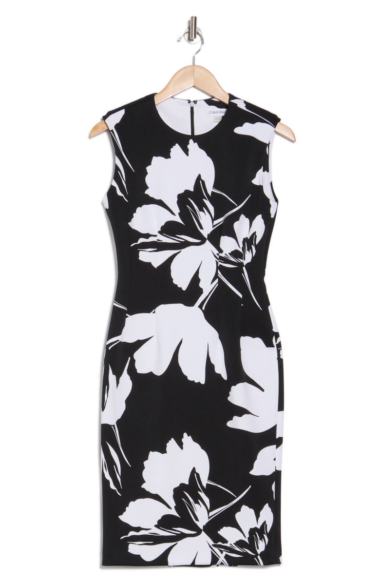 Calvin Klein Floral Scuba Sheath Dress, Alternate, color,