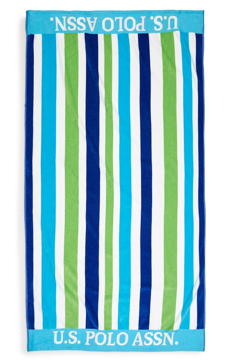 US POLO ASSN Port Stripe Jacquard Beach Towel, Main, color,