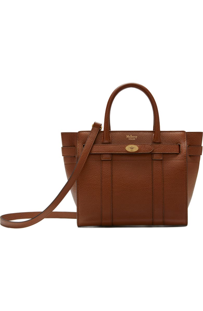 Mulberry Mini Zipped Bayswater Leather Satchel, Main, color, Oak