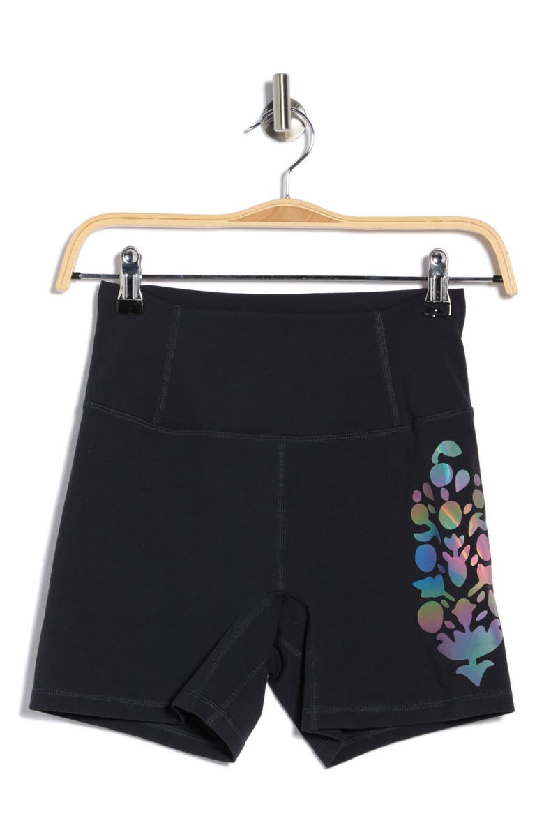 Metallic Logo Never Better Bike Shorts, Alternate, color, BLACK