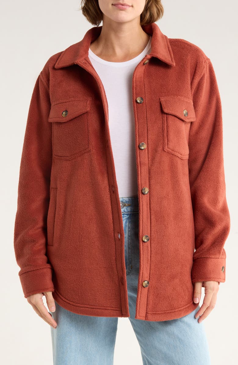 Thread & Supply Polar Fleece Shacket, Main, color, Roasted Russet