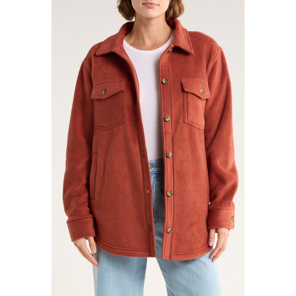 Thread & Supply Polar Fleece Shacket In Brown