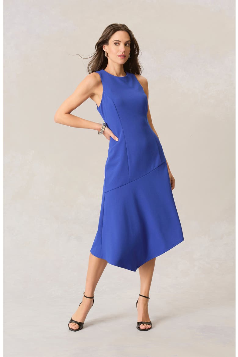 Asymmetric Hem Fit & Flare Midi Dress, Alternate, color, SURF THE WEB