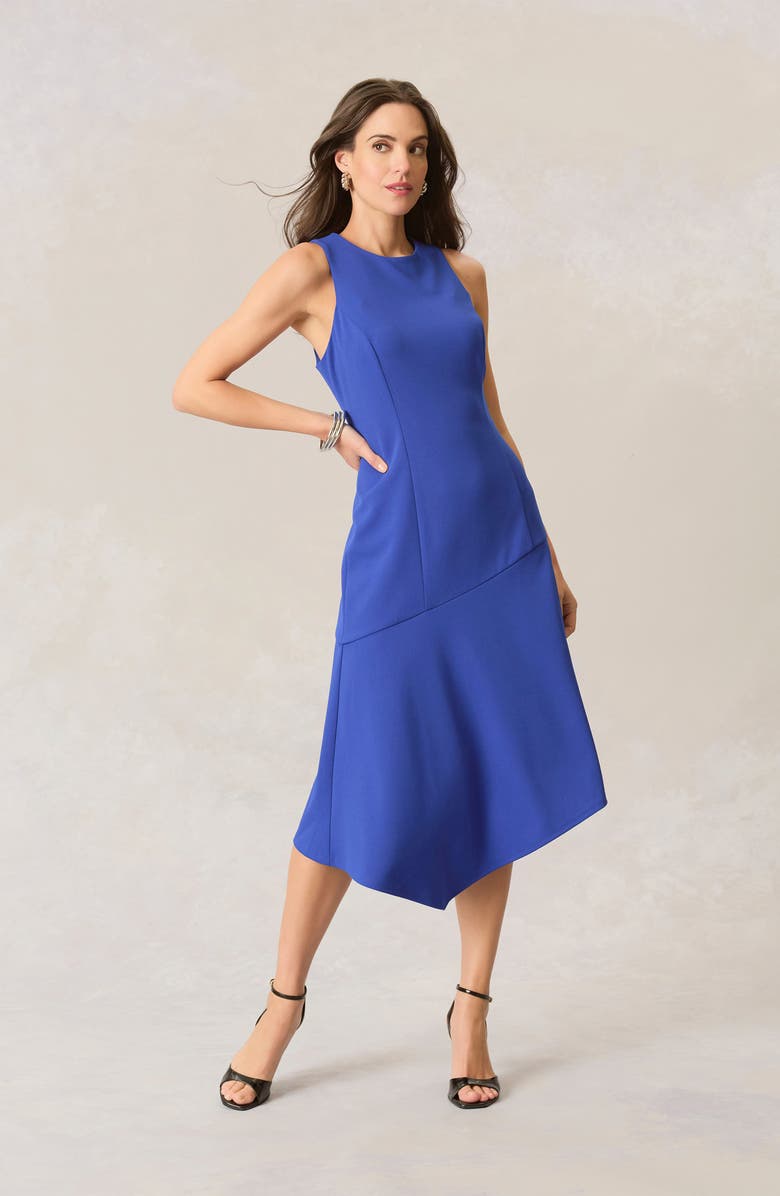 Maggy London Asymmetric Hem Fit & Flare Midi Dress, Alternate, color, Surf The Web