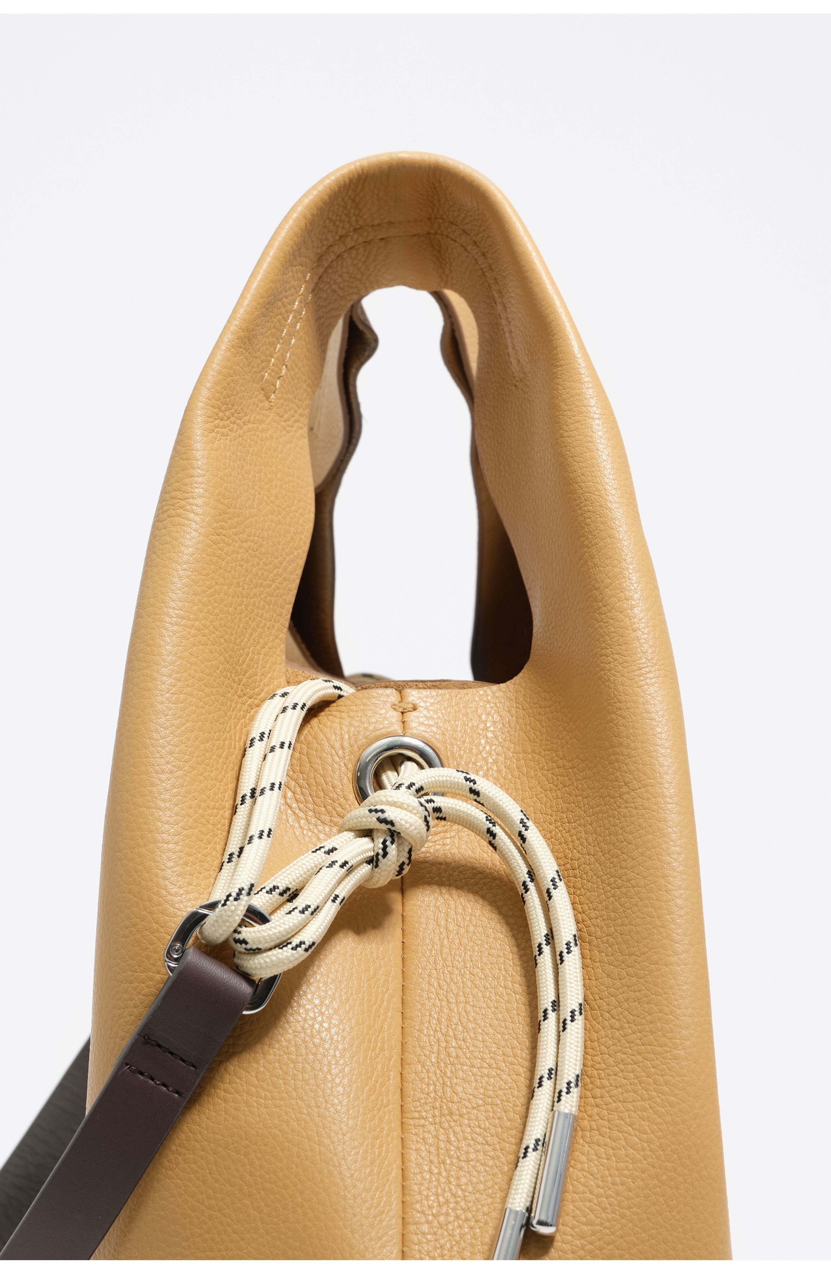 Medium Leather Paper Bag, Alternate, color, SAHARA