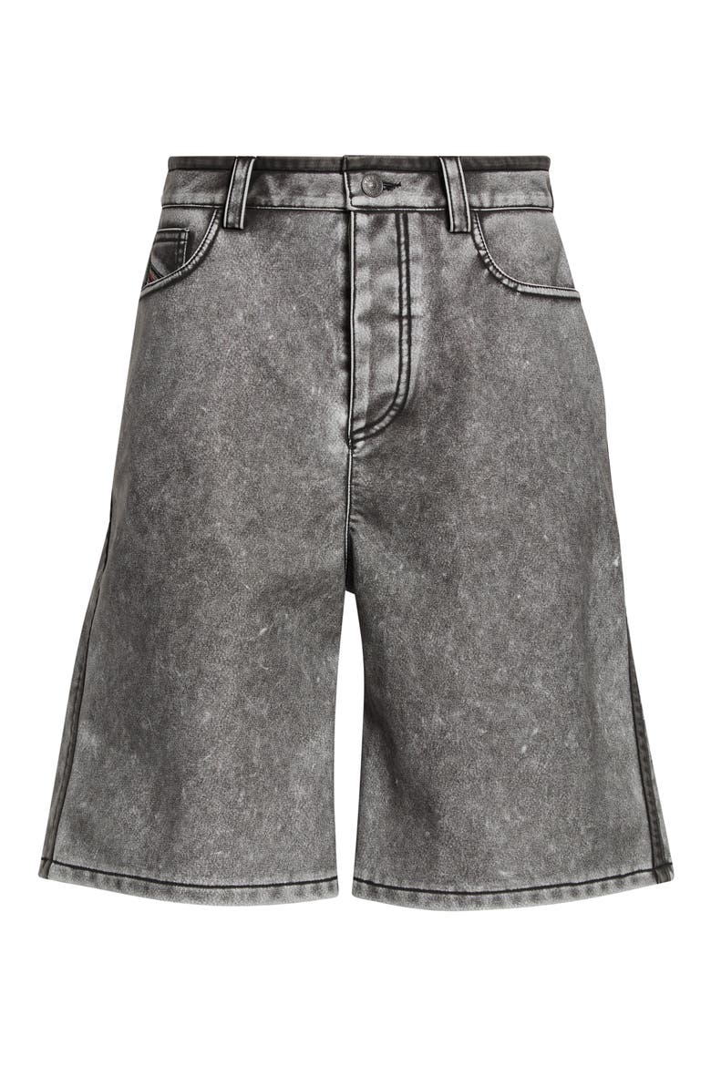 P-Arlor Faux Leather Bermuda Shorts, Main, color, BLACK