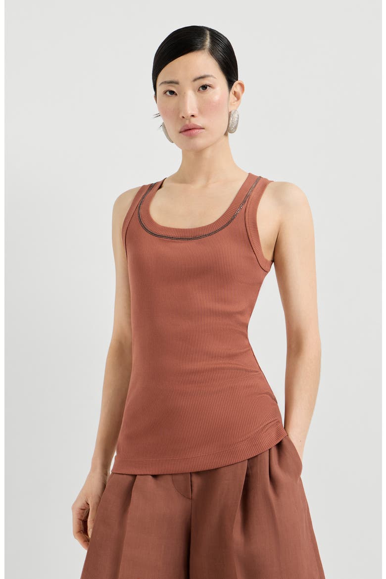 Ribbed jersey top, Main, color, Orange