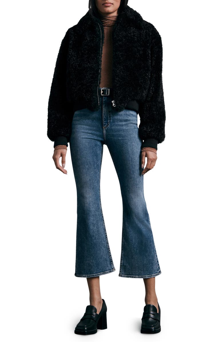 rag & bone Nikki Crop Faux Fur Jacket, Alternate, color, 