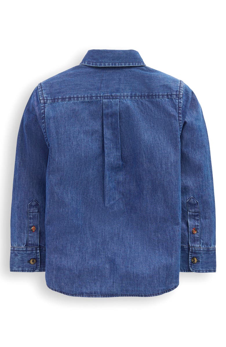 Mini Boden Kids' Denim Button-Up Shirt, Alternate, color, Mid Vintage Denim