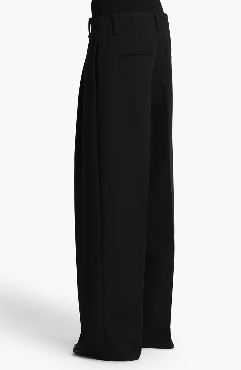 Khaite Lenton Pleated Straight Leg Pants, Alternate, color, Black