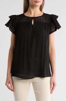 BY DESIGN Demi Eyelet Sleeve Top