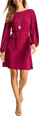 Tommy Bahama Diamond Cay Tie Belt Long Sleeve Stretch Minidress