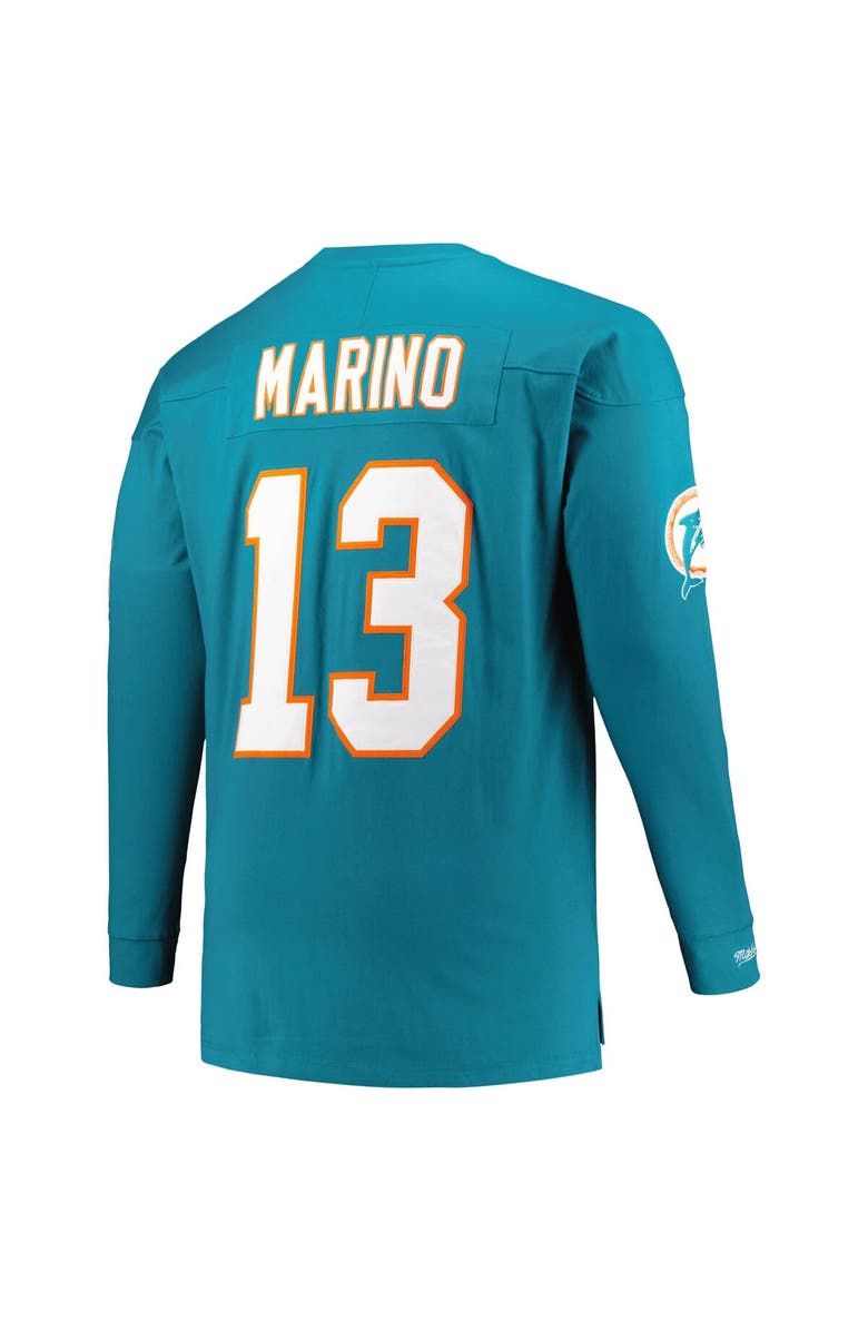 Mitchell & Ness Men's Mitchell & Ness Dan Marino Aqua Miami Dolphins Big & Tall Cut & Sew Player Name & Number Long Sleeve T-Shirt, Alternate, color, Aqua