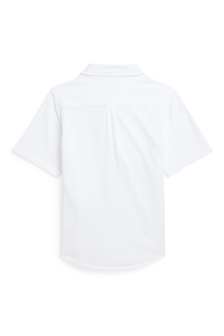 Kids' Short Sleeve Cotton Piqué Button-Down Shirt, Alternate, color, WHITE