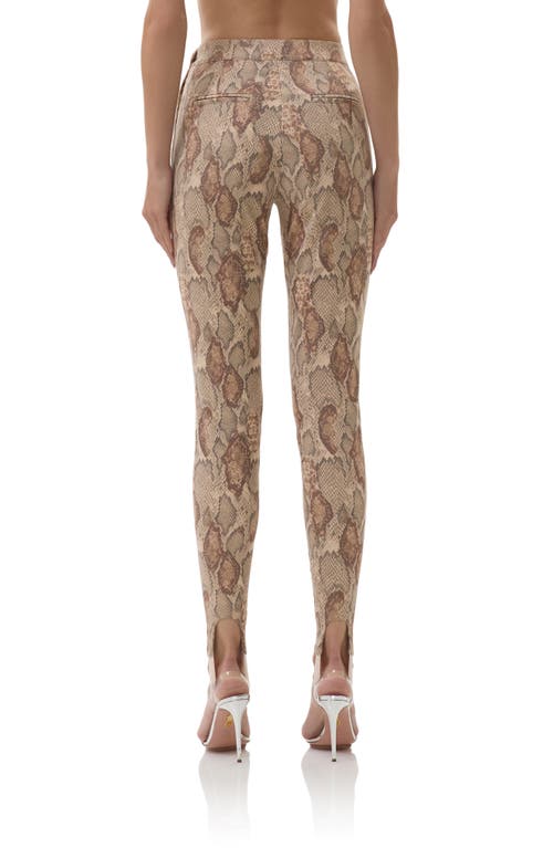 Afrm Tallie Snakeskin Print Stirrup Pants In Brown