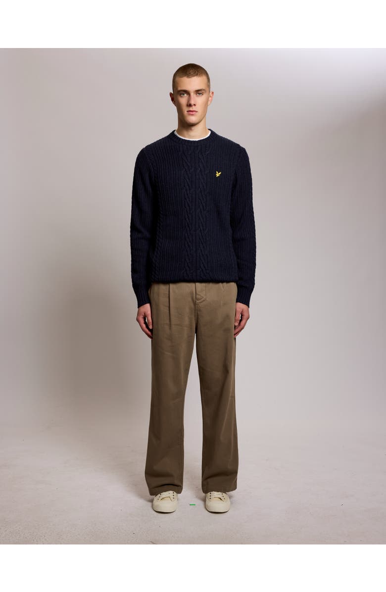 Lyle & Scott Ribbed Cable Knit Long Sleeve Sweater, Alternate, color, Dark Navy Marl