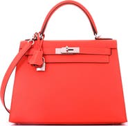 Pre-Owned Hermes Kelly Handbag Orange Epsom with Palladium Hardware 28