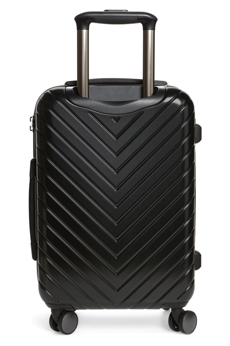 Chevron 20-Inch Spinner Carry-On, Alternate, color, BLACK
