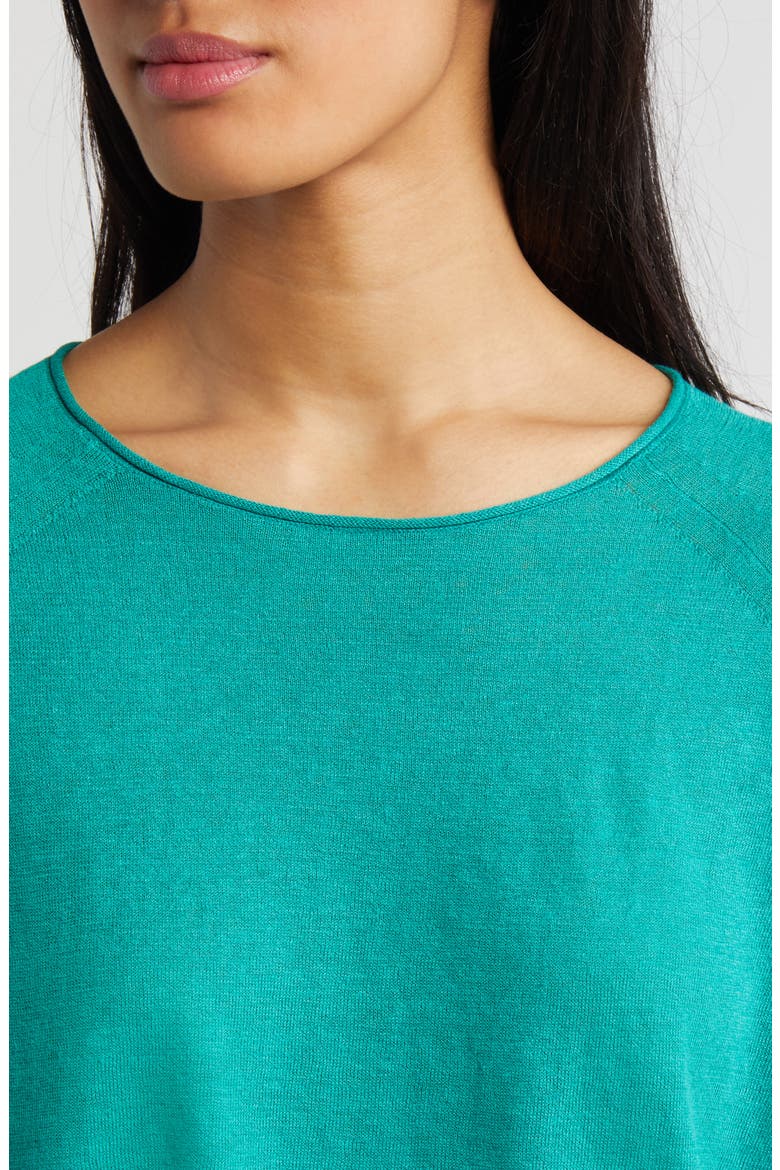 Rolled Edge Linen Blend Sweater, Alternate, color, SEA STAR