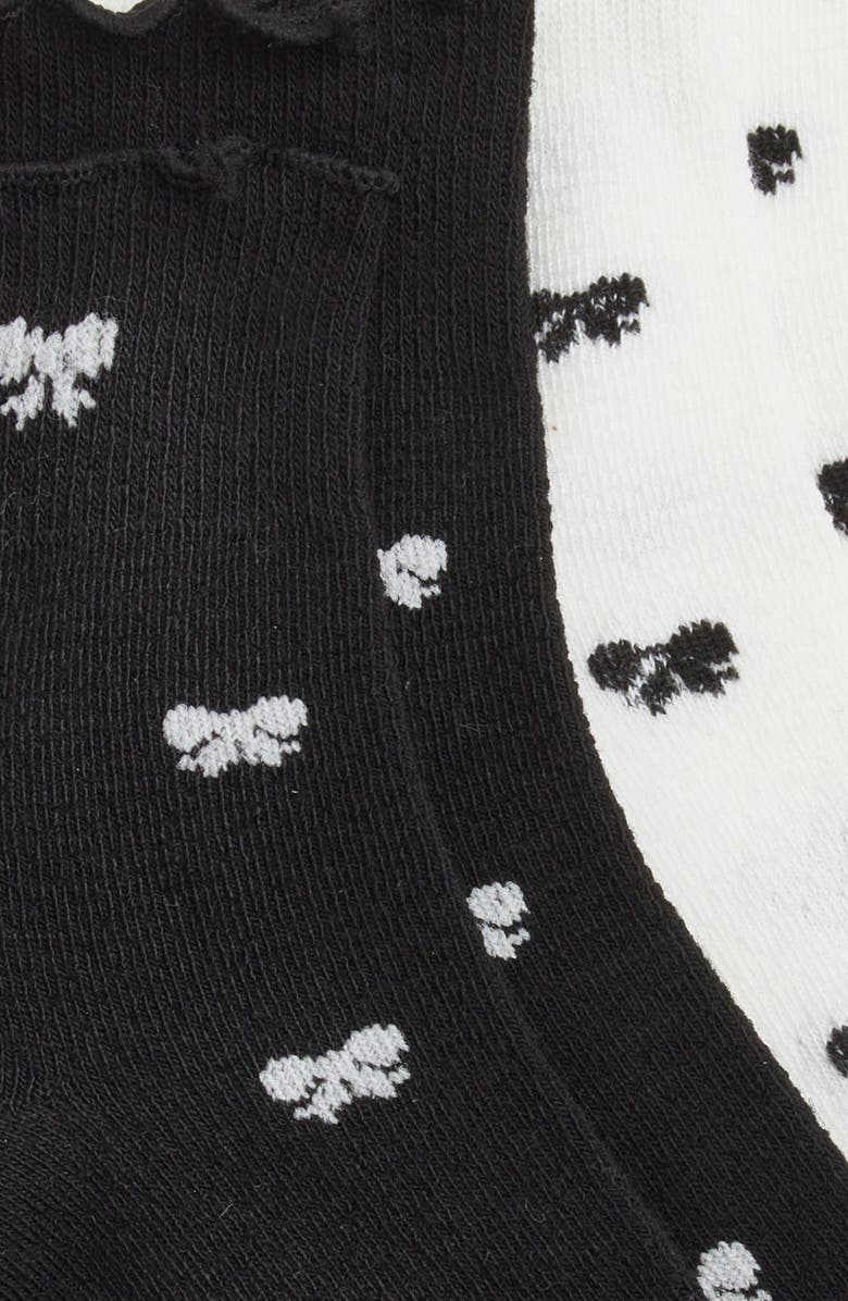 Stems 2-Pack Bow Ruffle Ankle Socks, Alternate, color, Black / White