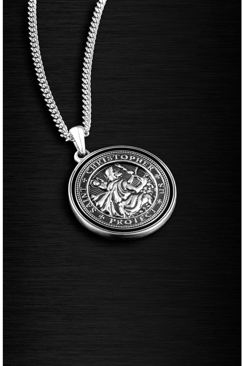 Men's St. Christopher Pendant Necklace, Alternate, color, SILVER
