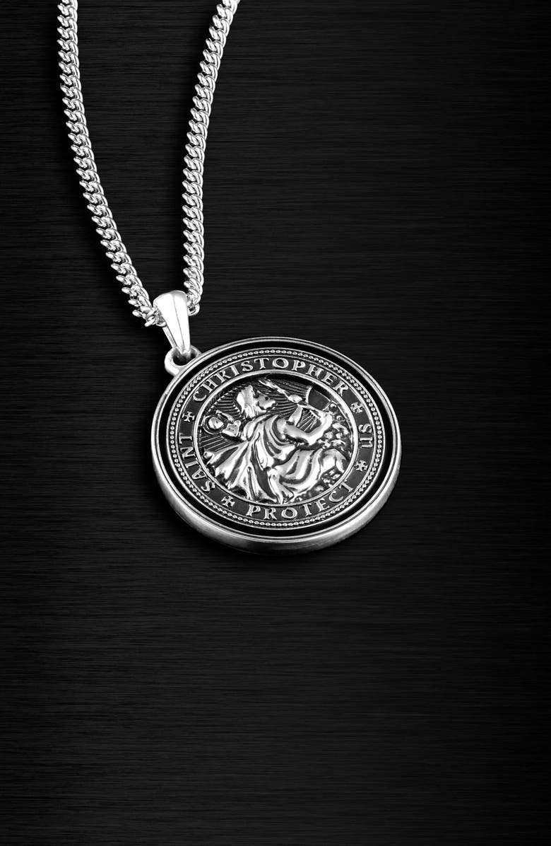Vincero Men's St. Christopher Pendant Necklace, Alternate, color, Silver