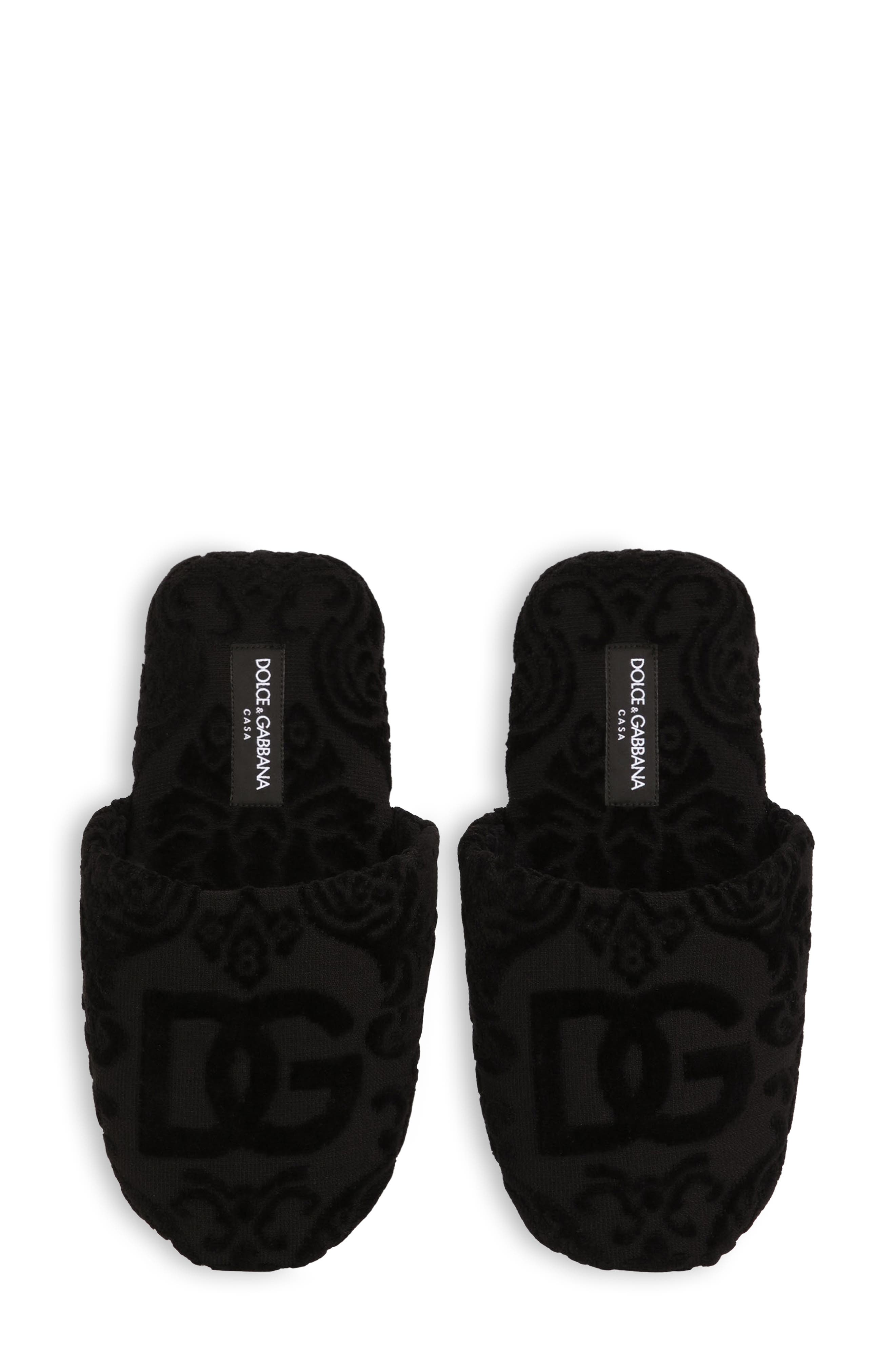 Dolce&Gabbana DG Logo Jacquard Cotton Terry Cloth Scuff Slipper, Alternate, color, 