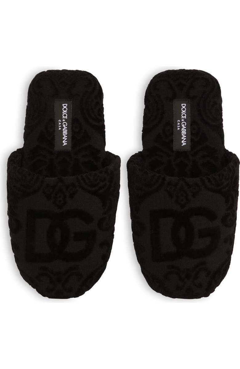 Dolce&Gabbana DG Logo Jacquard Cotton Terry Cloth Scuff Slipper, Alternate, color,