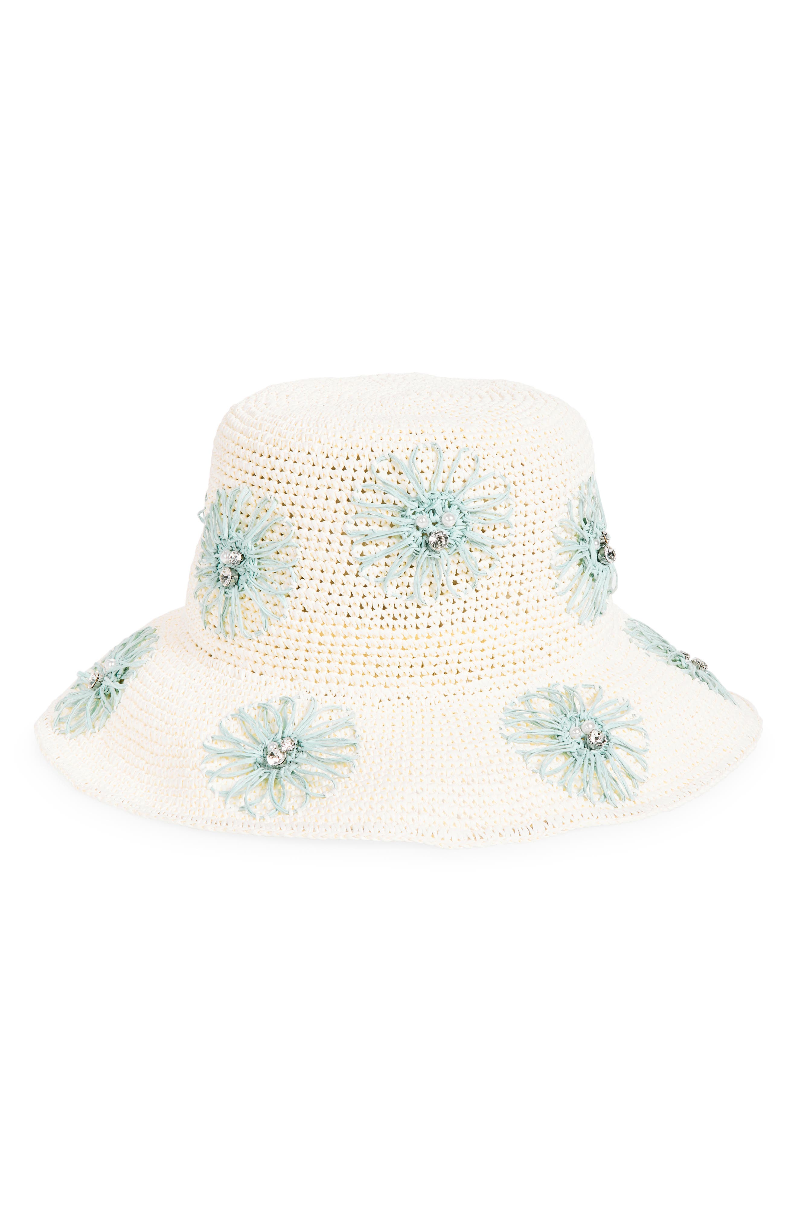 KARL LAGERFELD PARIS Floral Crochet Bucket Hat