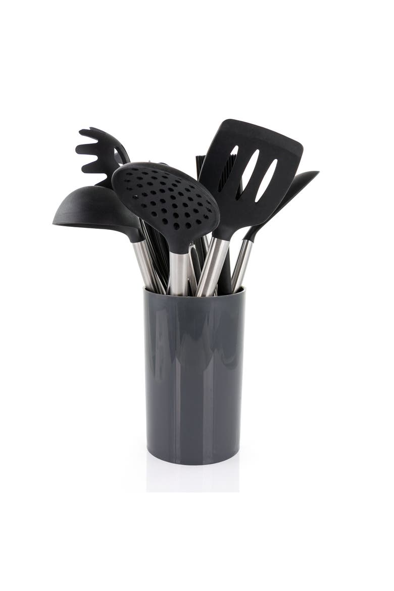 Silicone and Stainless Steel Cooking Utensils, Set of 14, Alternate, color, Gray